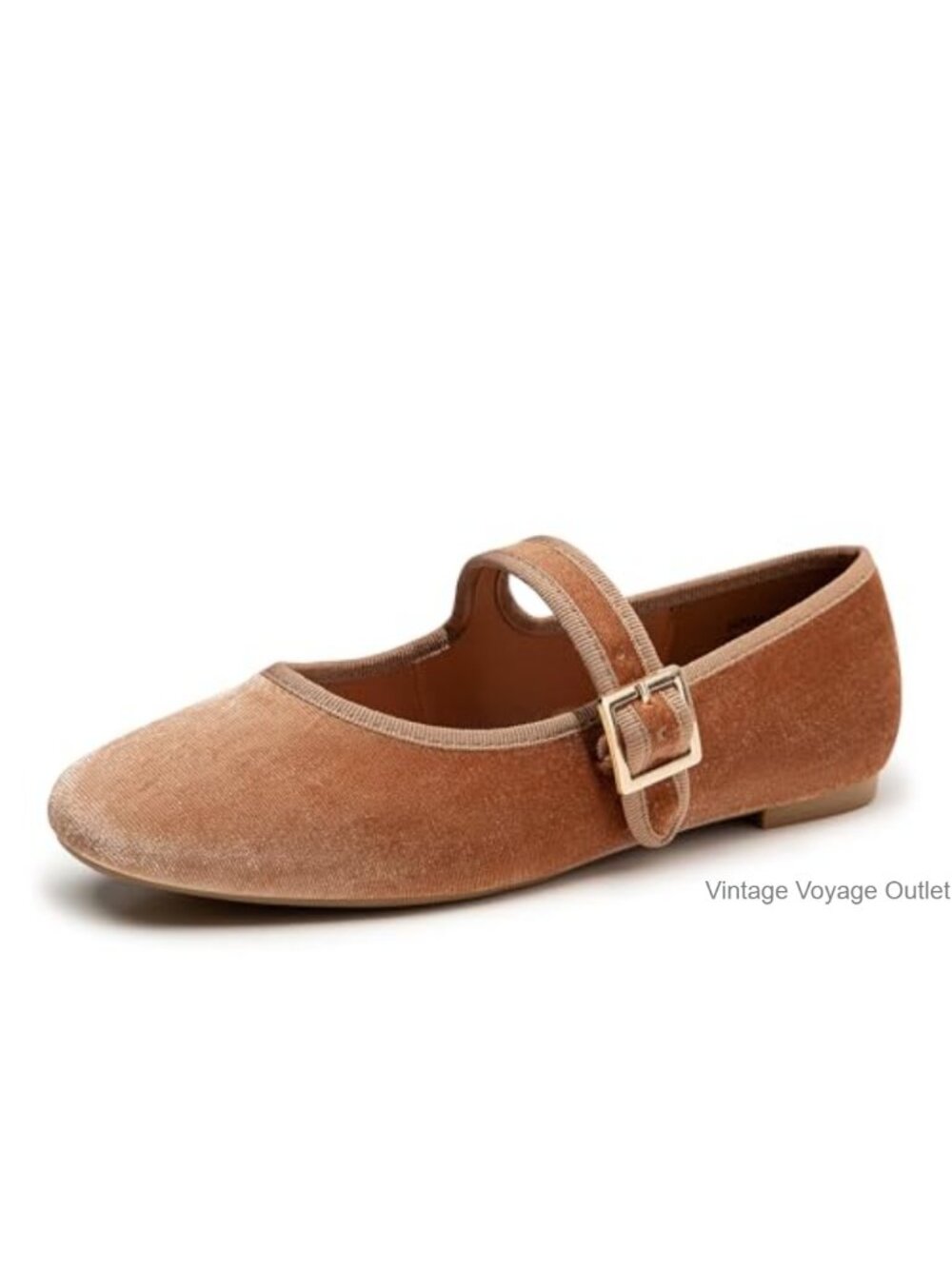 Velvet Mary Jane Ballet Flats Women's Dress Shoes Adjustable Buckle